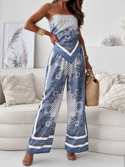 Marina | Women's Boho Paisley Print Cami Wide Leg Two Piece Set