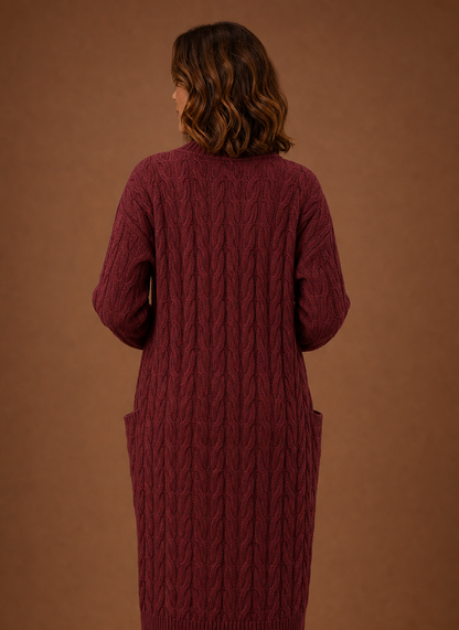 Fernwood | Women's Cable Knit Hooded Long Duster Cardigan