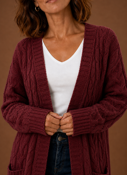 Fernwood | Women's Cable Knit Hooded Long Duster Cardigan