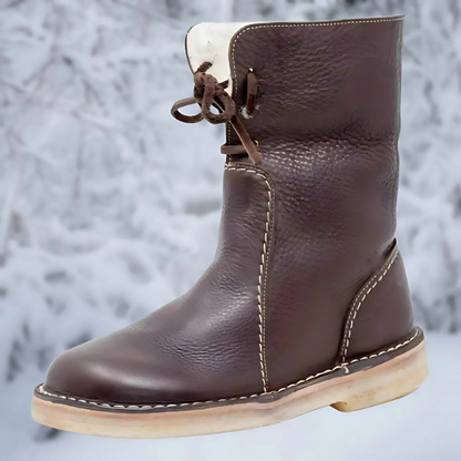 Freydis | Women's Lace-Up Leather Mid-Calf Winter Boot