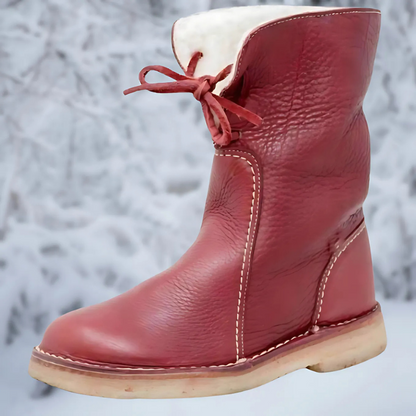 Freydis | Women's Lace-Up Leather Mid-Calf Winter Boot