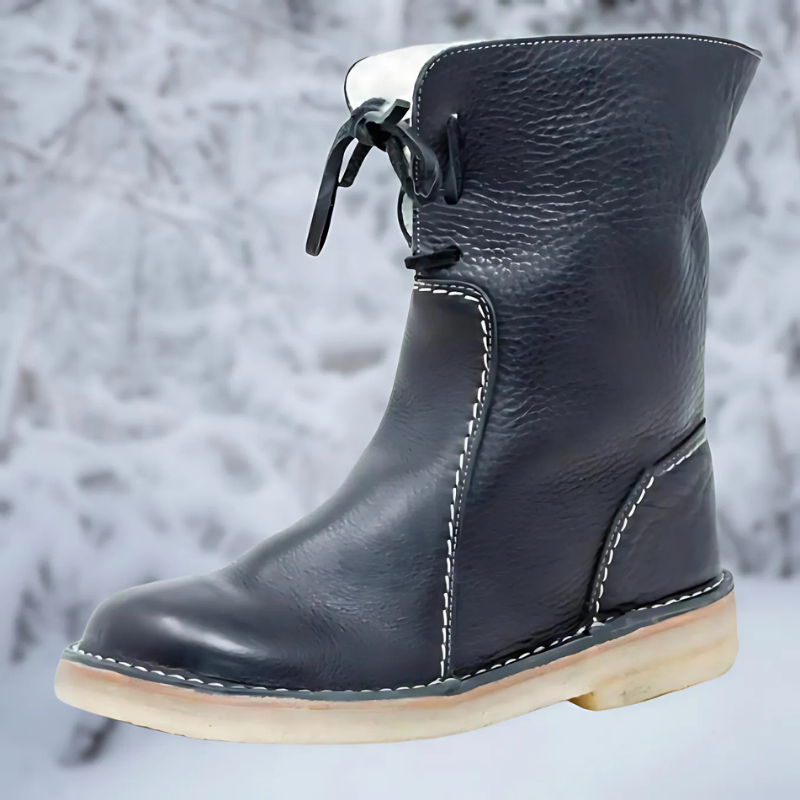 Freydis | Women's Lace-Up Leather Mid-Calf Winter Boot