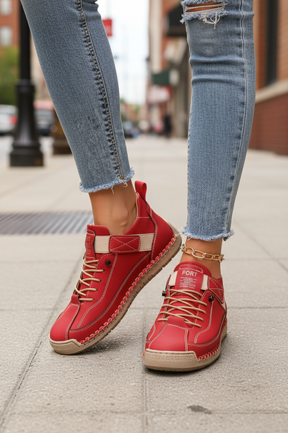 Corinthe | Women's Trendy Stitch Detail Comfort Lace-Up Sneaker