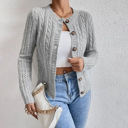 Seraphine | Women's Cable Knit Button-Front Cropped Cardigan Sweater