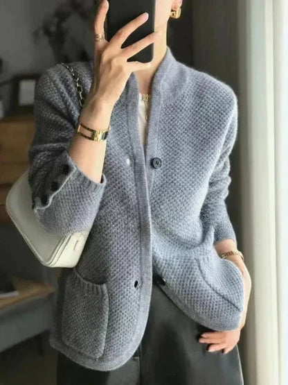 Ophelia | Women's Button-Front Stand Collar Knit Cardigan