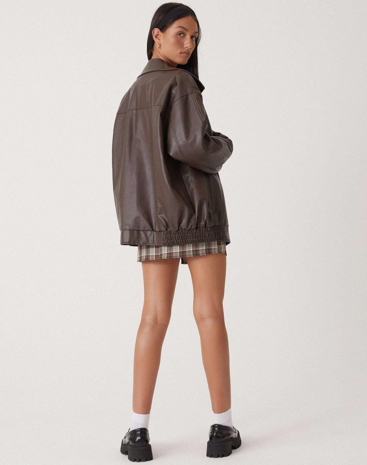 Sophia | Women's Oversized Faux Leather Bomber Jacket