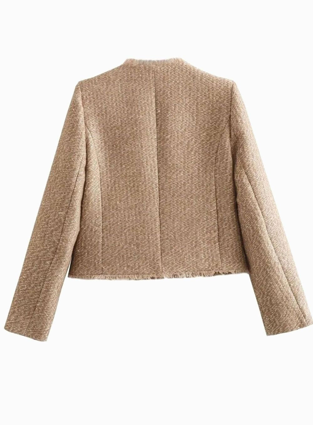 Meredith | Women's Cropped Tweed Gold Button Jacket
