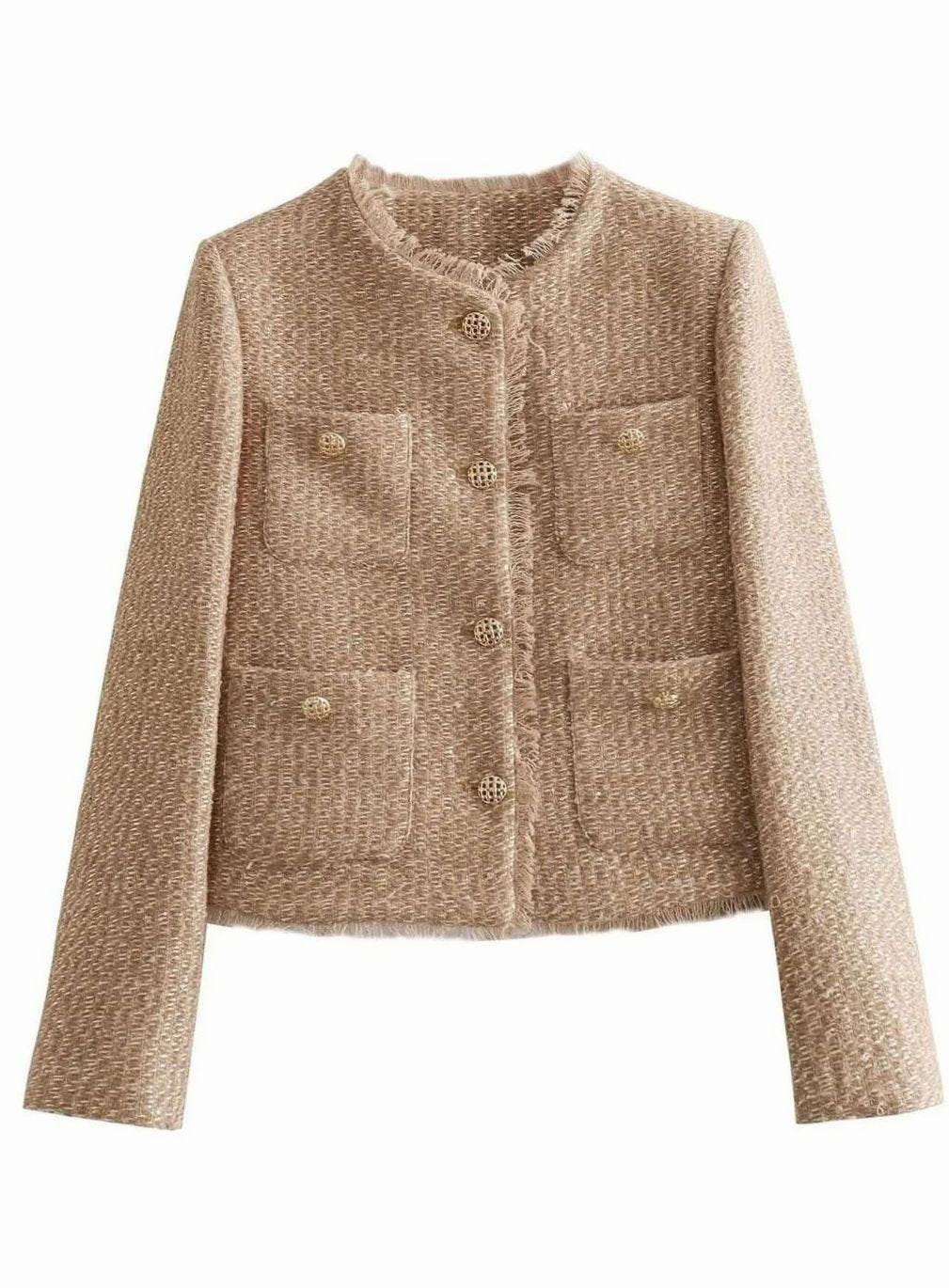 Meredith | Women's Cropped Tweed Gold Button Jacket