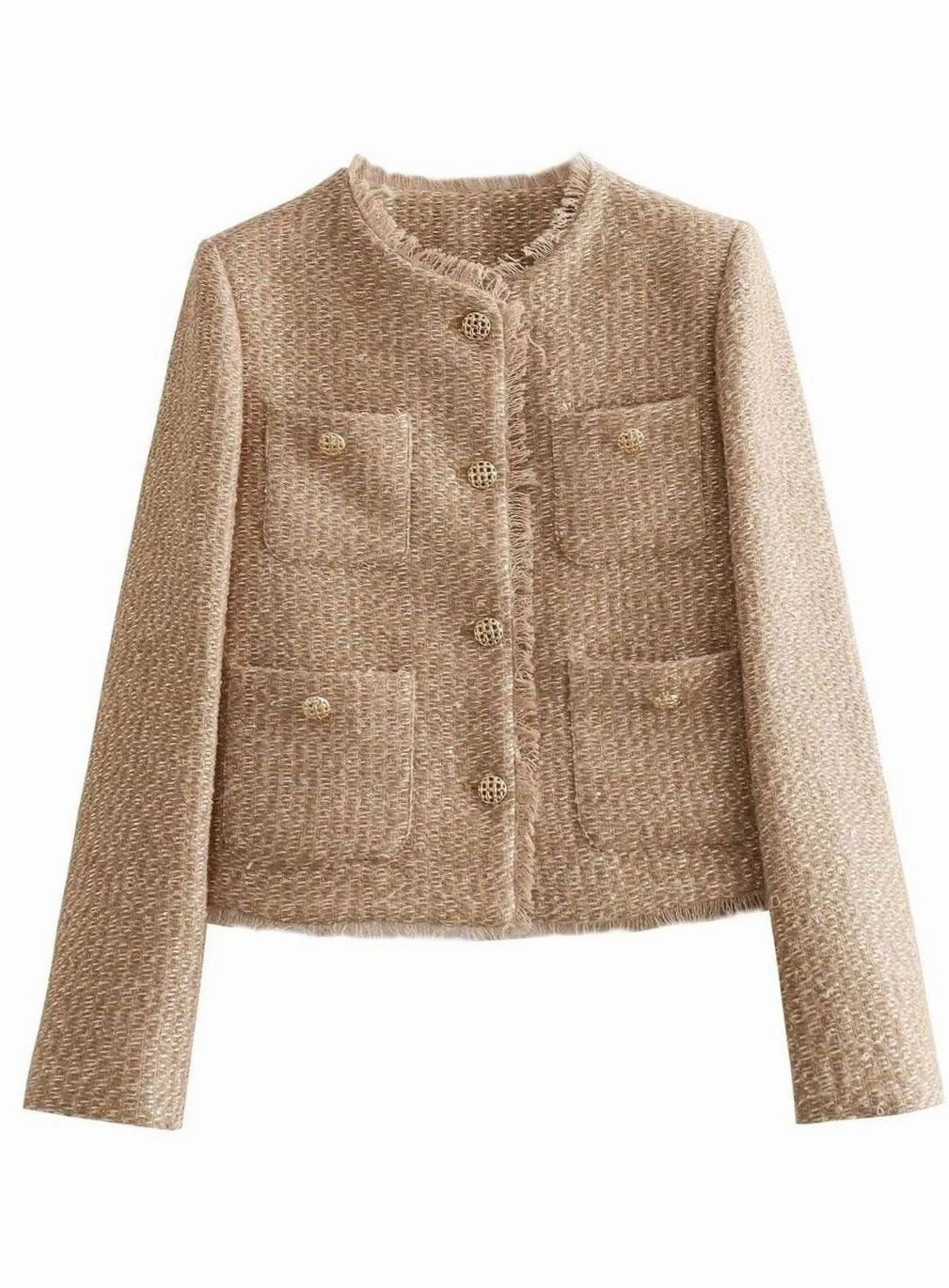 Meredith | Women's Cropped Tweed Gold Button Jacket