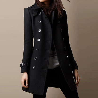 Elowyn | Women's Double-Breasted Notch Lapel Mid-Length Winter Coat