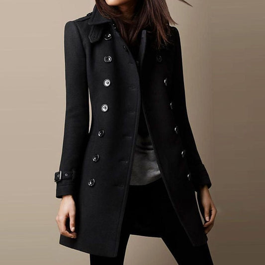 Elowyn | Women's Double-Breasted Notch Lapel Mid-Length Winter Coat