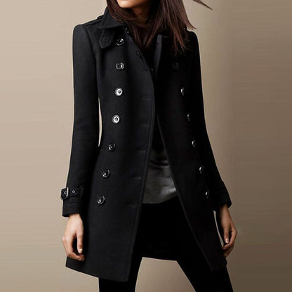 Elowyn | Women's Double-Breasted Notch Lapel Mid-Length Winter Coat