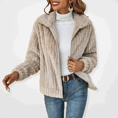 Bexworth | Women's Fluffy Plush Zip-Up Fleece Jacket