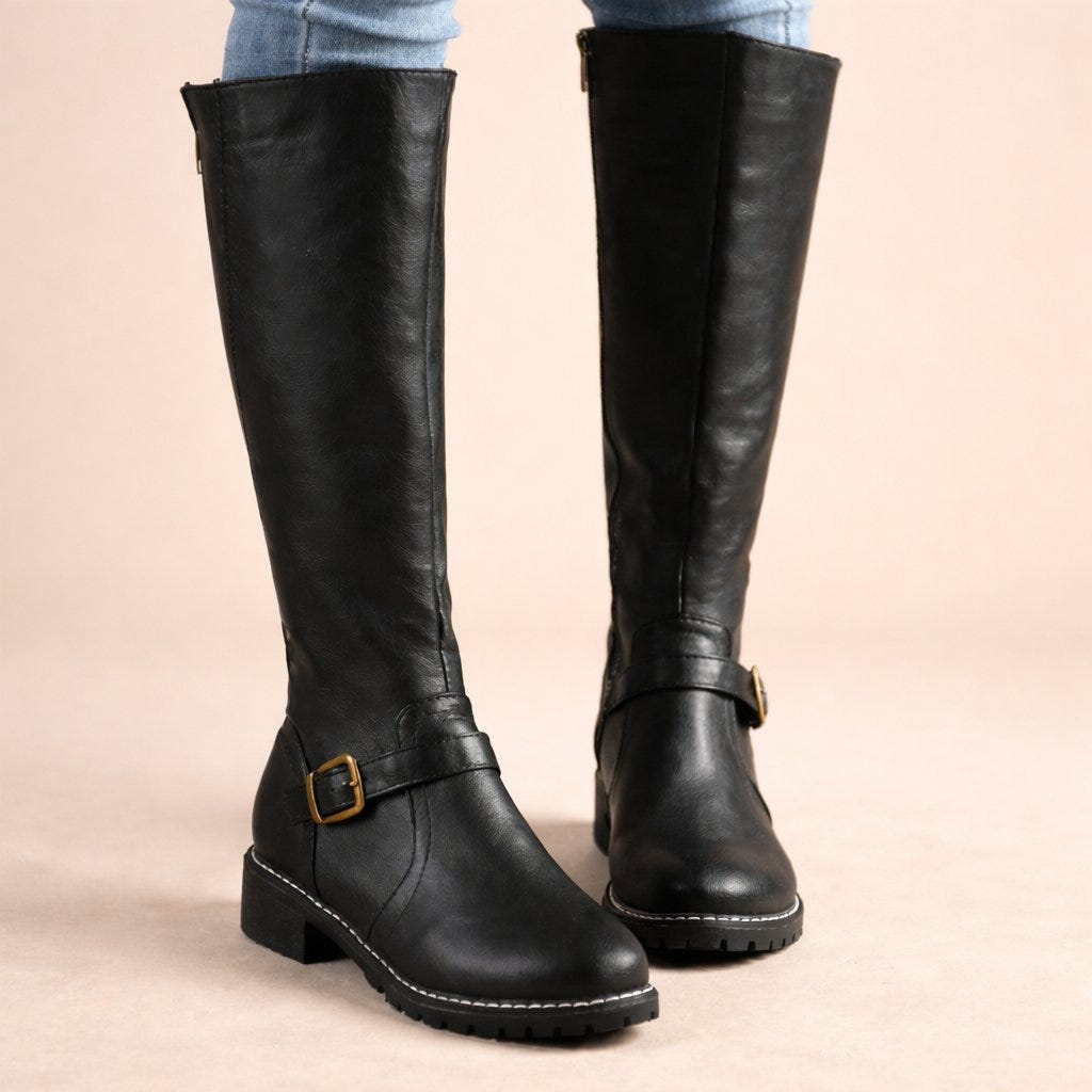 Sabelora | Women's Knee-High Leather Zipper Riding Boot