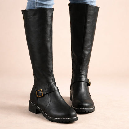 Sabelora | Women's Knee-High Leather Zipper Riding Boot