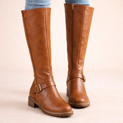Sabelora | Women's Knee-High Leather Zipper Riding Boot