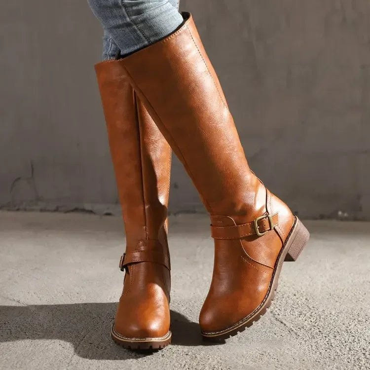 Sabelora | Women's Knee-High Leather Zipper Riding Boot