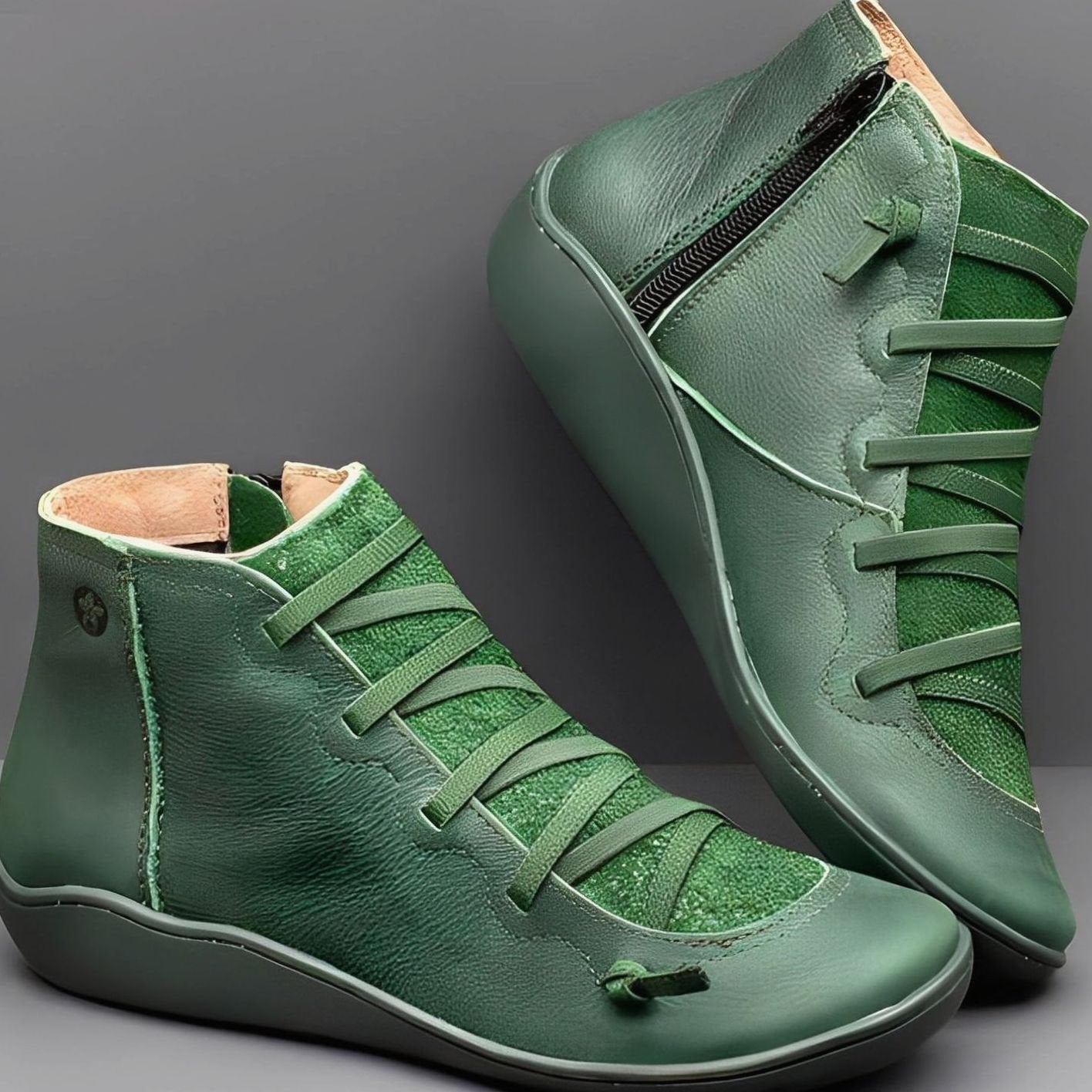 Rowan | Women's Lace-Up Side-Zip Flat Ankle Boot