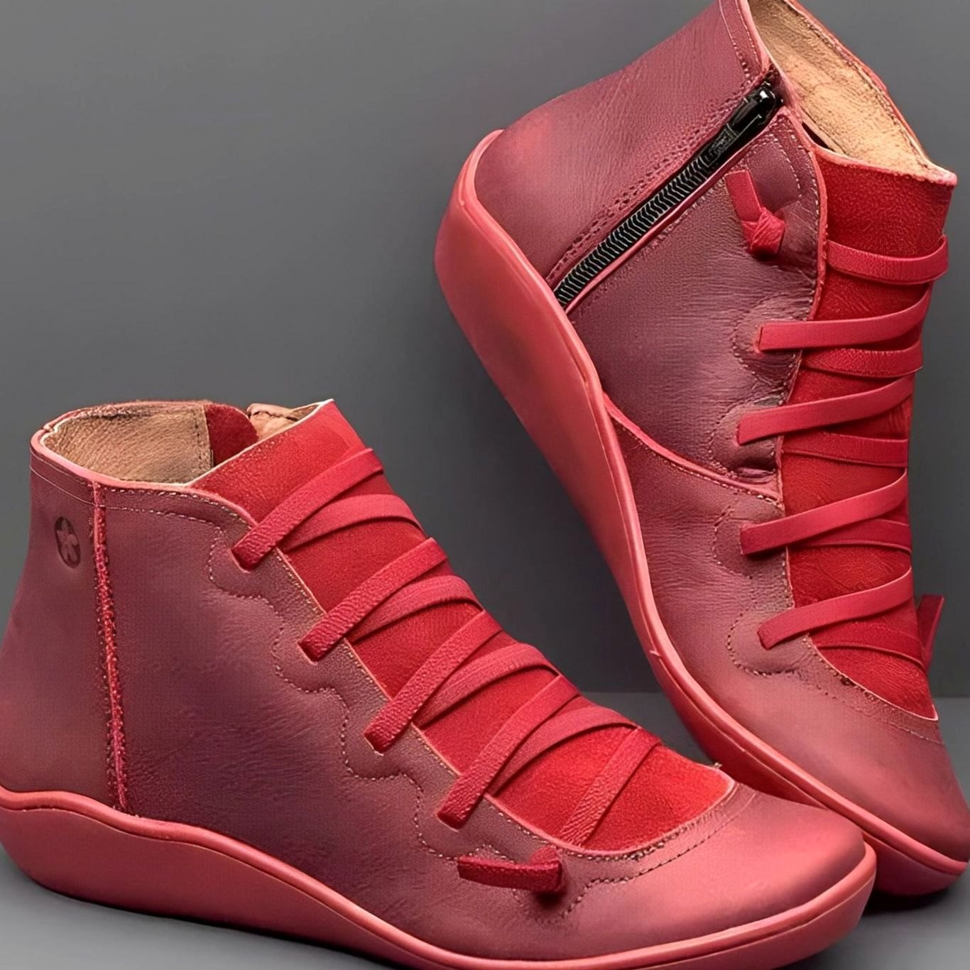 Rowan | Women's Lace-Up Side-Zip Flat Ankle Boot