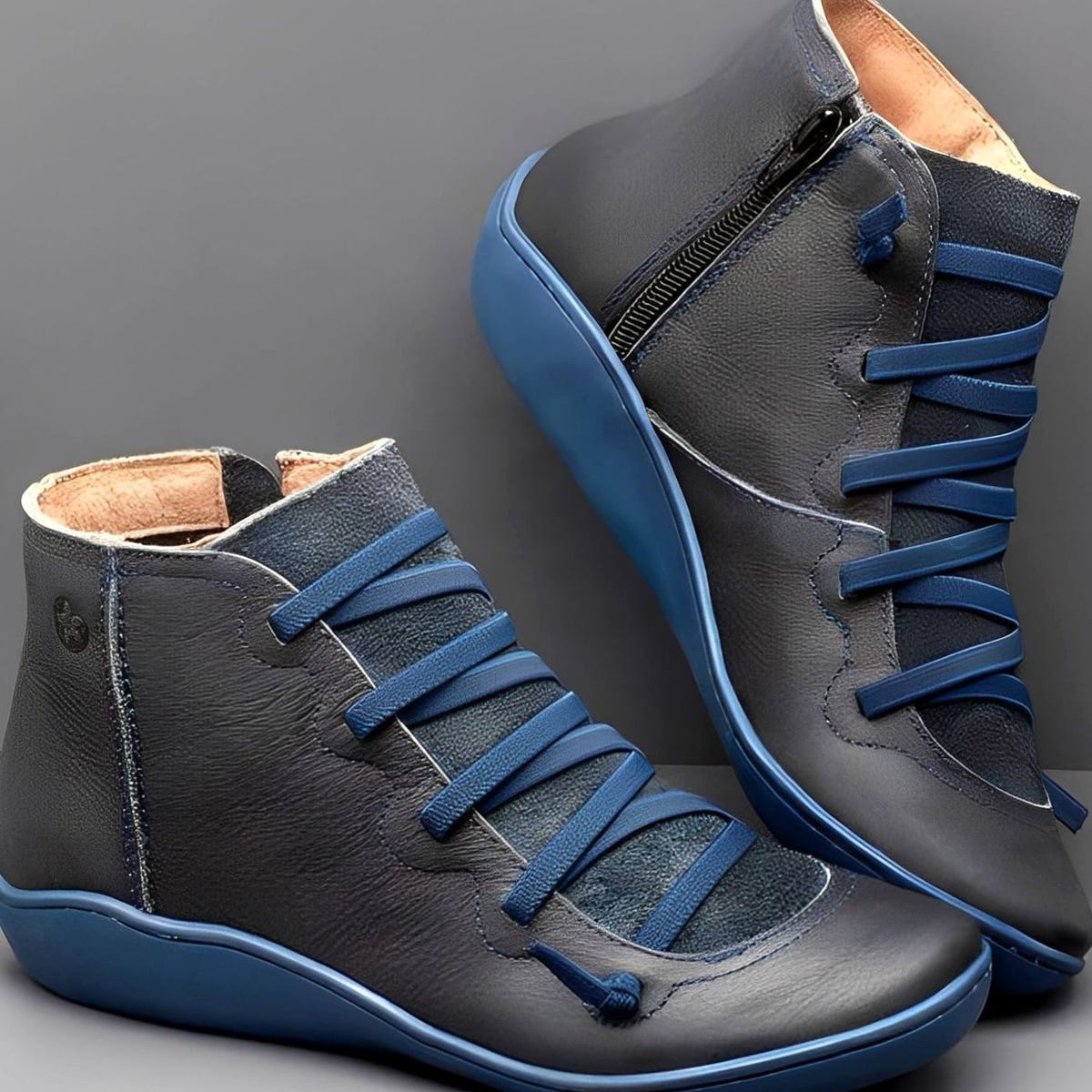 Rowan | Women's Lace-Up Side-Zip Flat Ankle Boot