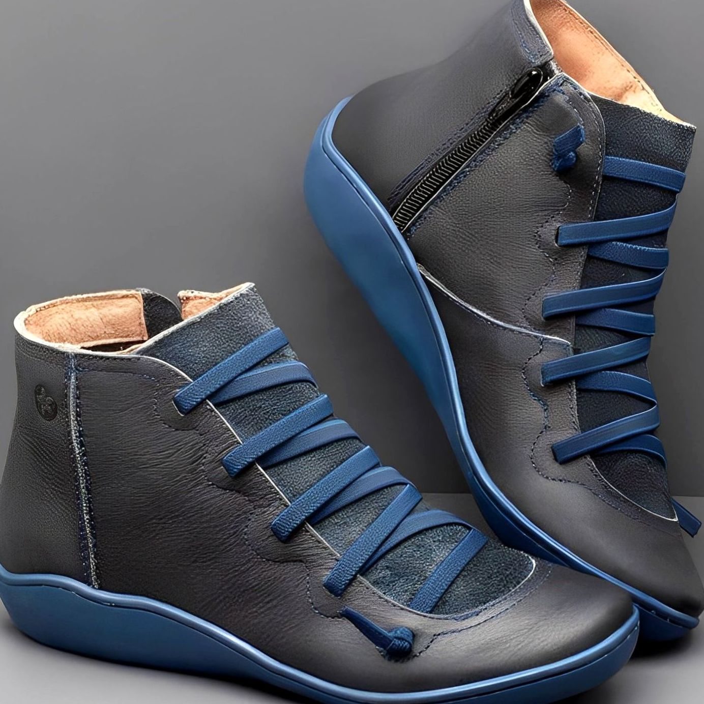 Rowan | Women's Lace-Up Side-Zip Flat Ankle Boot