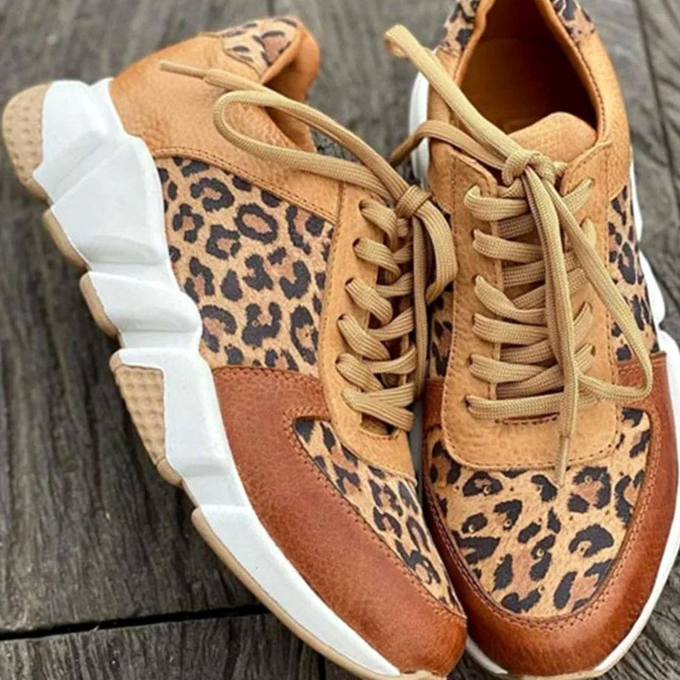 Talwyn | Women's Leopard Print Lace-Up Chunky Street Sneaker