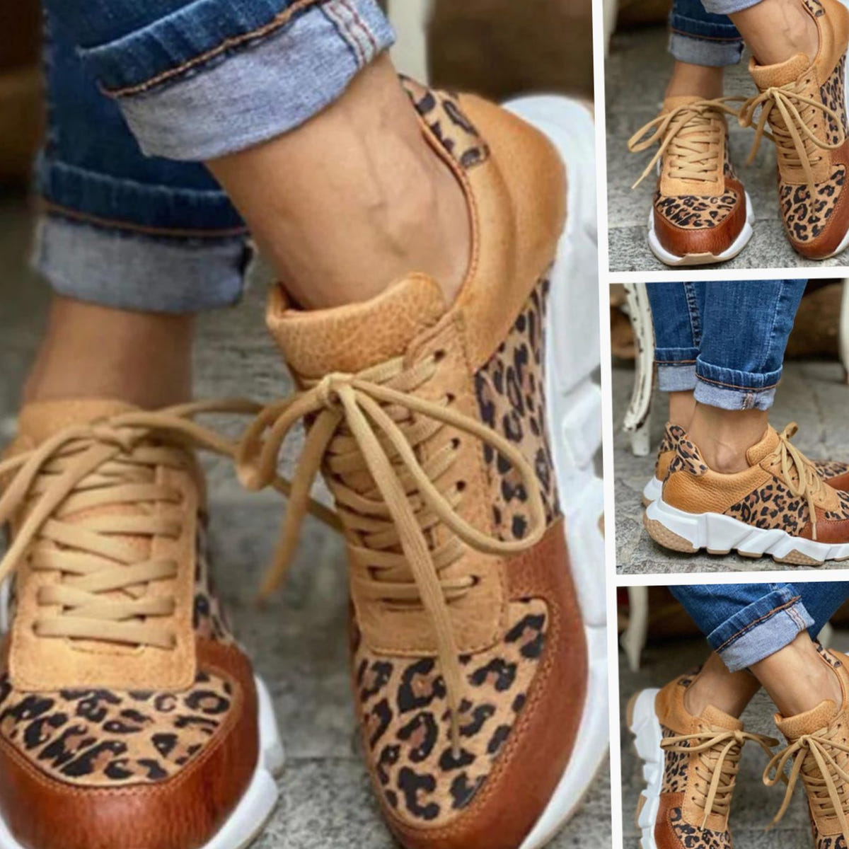 Talwyn | Women's Leopard Print Lace-Up Chunky Street Sneaker