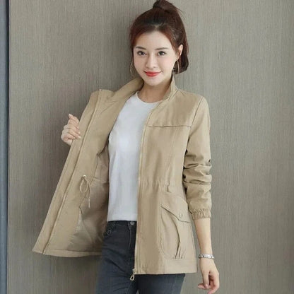 Rosabel | Women's Lightweight Zip-Up Drawstring Waist Bomber Jacket