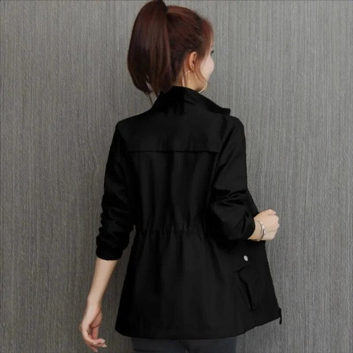 Rosabel | Women's Lightweight Zip-Up Drawstring Waist Bomber Jacket