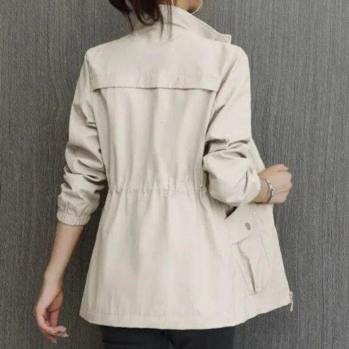 Rosabel | Women's Lightweight Zip-Up Drawstring Waist Bomber Jacket