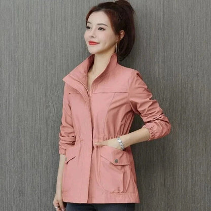Rosabel | Women's Lightweight Zip-Up Drawstring Waist Bomber Jacket