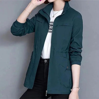 Rosabel | Women's Lightweight Zip-Up Drawstring Waist Bomber Jacket