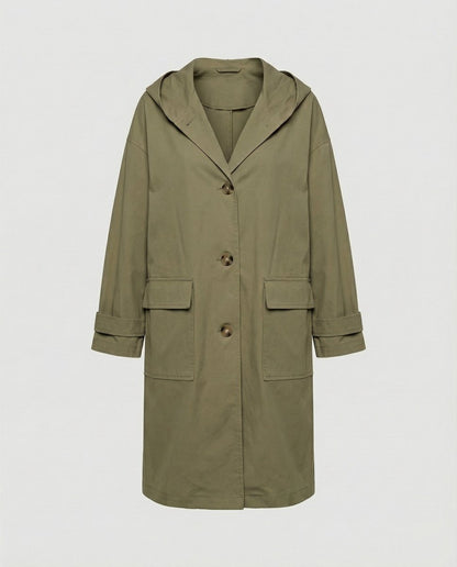 Marlowen | Women's Long Hooded Longline Trench Coat