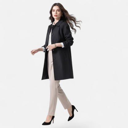 Coralind | Women's Mid-Length Wool-Blend Double-Breasted Trench Coat