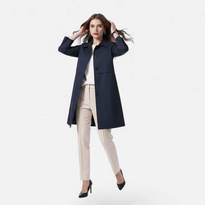Coralind | Women's Mid-Length Wool-Blend Double-Breasted Trench Coat