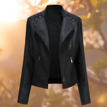 Roslyn | Women's Moto Zip-Up Faux Leather Biker Jacket