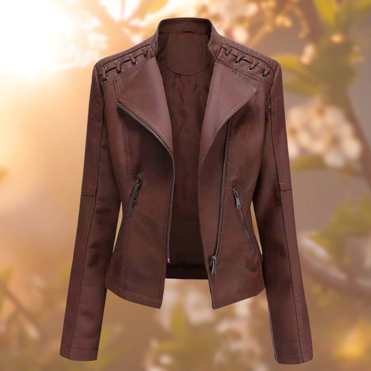 Roslyn | Women's Moto Zip-Up Faux Leather Biker Jacket