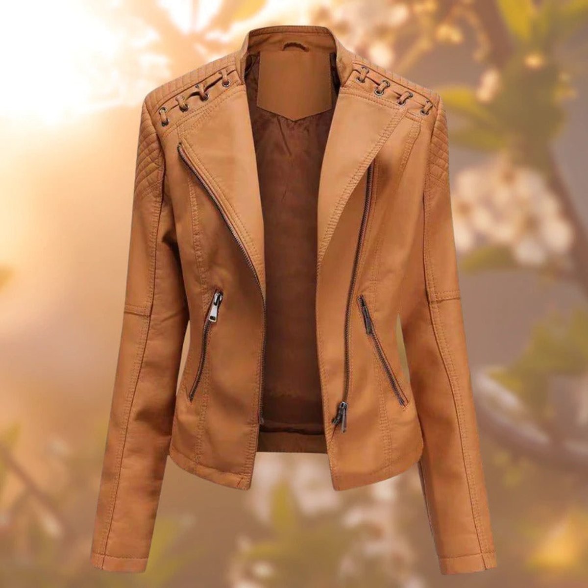 Roslyn | Women's Moto Zip-Up Faux Leather Biker Jacket