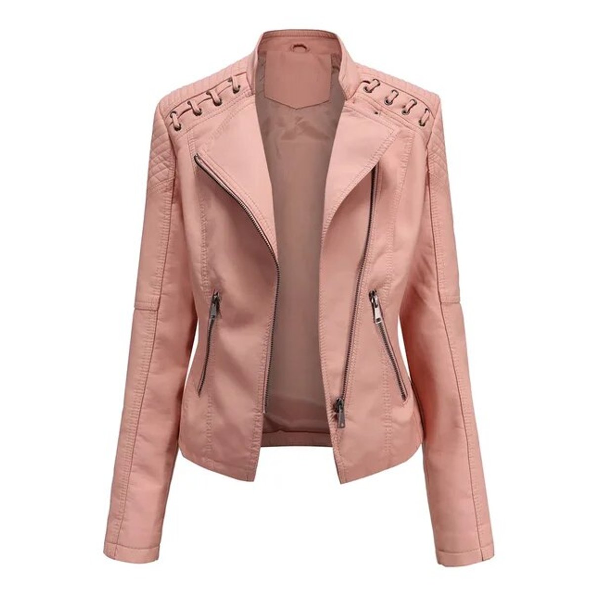 Roslyn | Women's Moto Zip-Up Faux Leather Biker Jacket