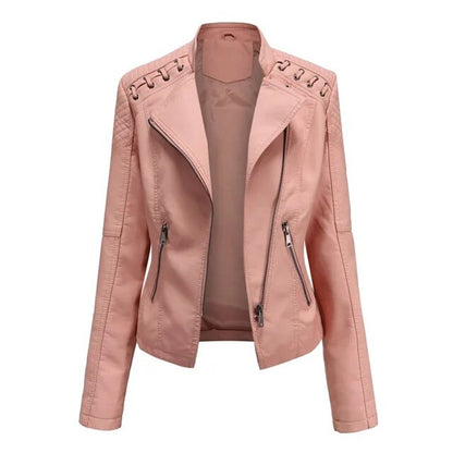 Roslyn | Women's Moto Zip-Up Faux Leather Biker Jacket