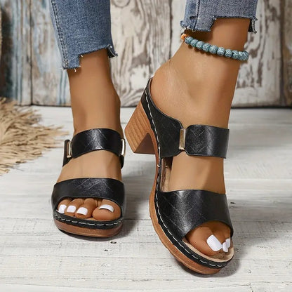 Grace | Block Heeled Sandals Orthopedic Platform Slip On Mule