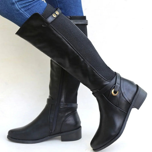 Delyth | Women's Knee-High Riding Block Heel Boot