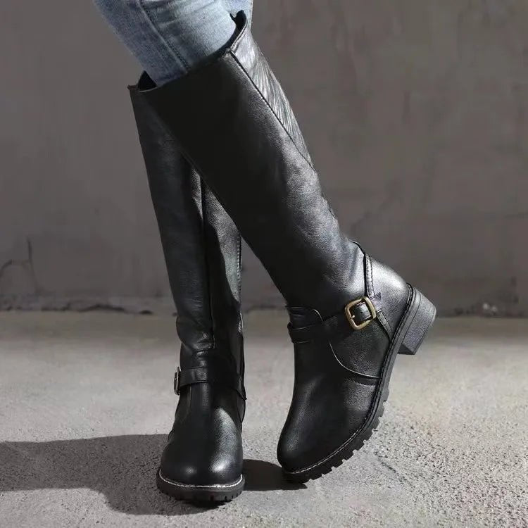 Elodine | Women's Knee-High Buckle Riding Boot