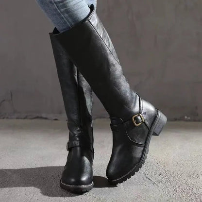 Elodine | Women's Knee-High Buckle Riding Boot