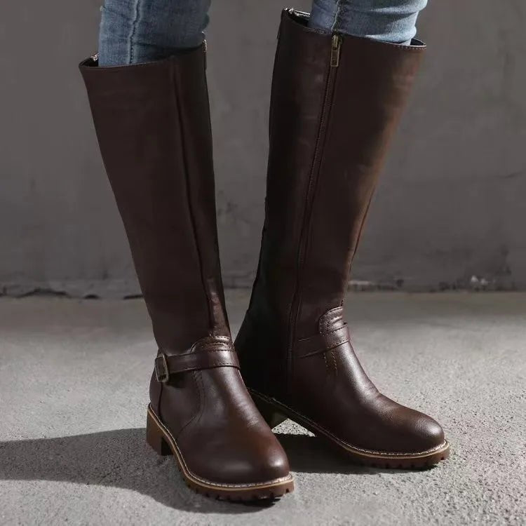 Elodine | Women's Knee-High Buckle Riding Boot