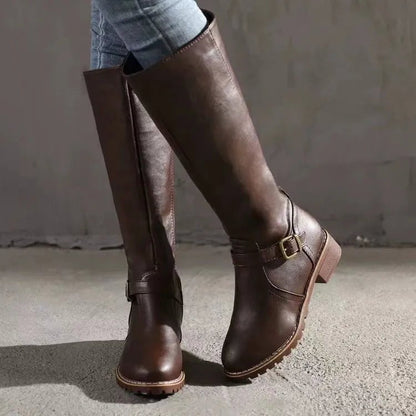 Elodine | Women's Knee-High Buckle Riding Boot
