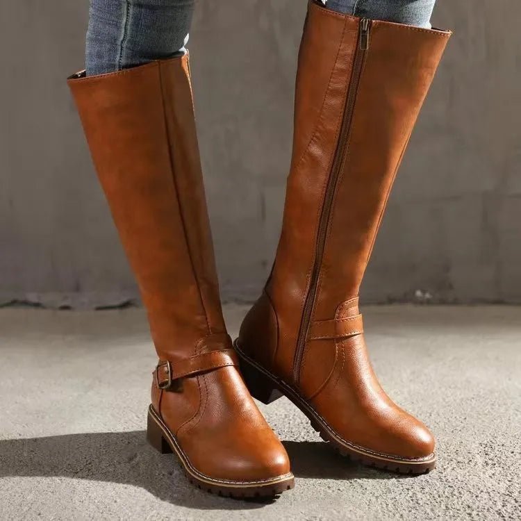 Elodine | Women's Knee-High Buckle Riding Boot