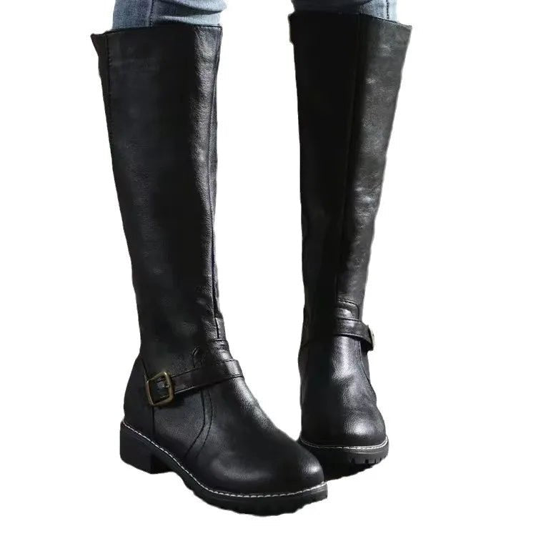 Elodine | Women's Knee-High Buckle Riding Boot