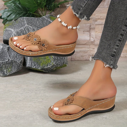 Sophie | Wedge Sandals Orthopedic Thong Floral Slip On