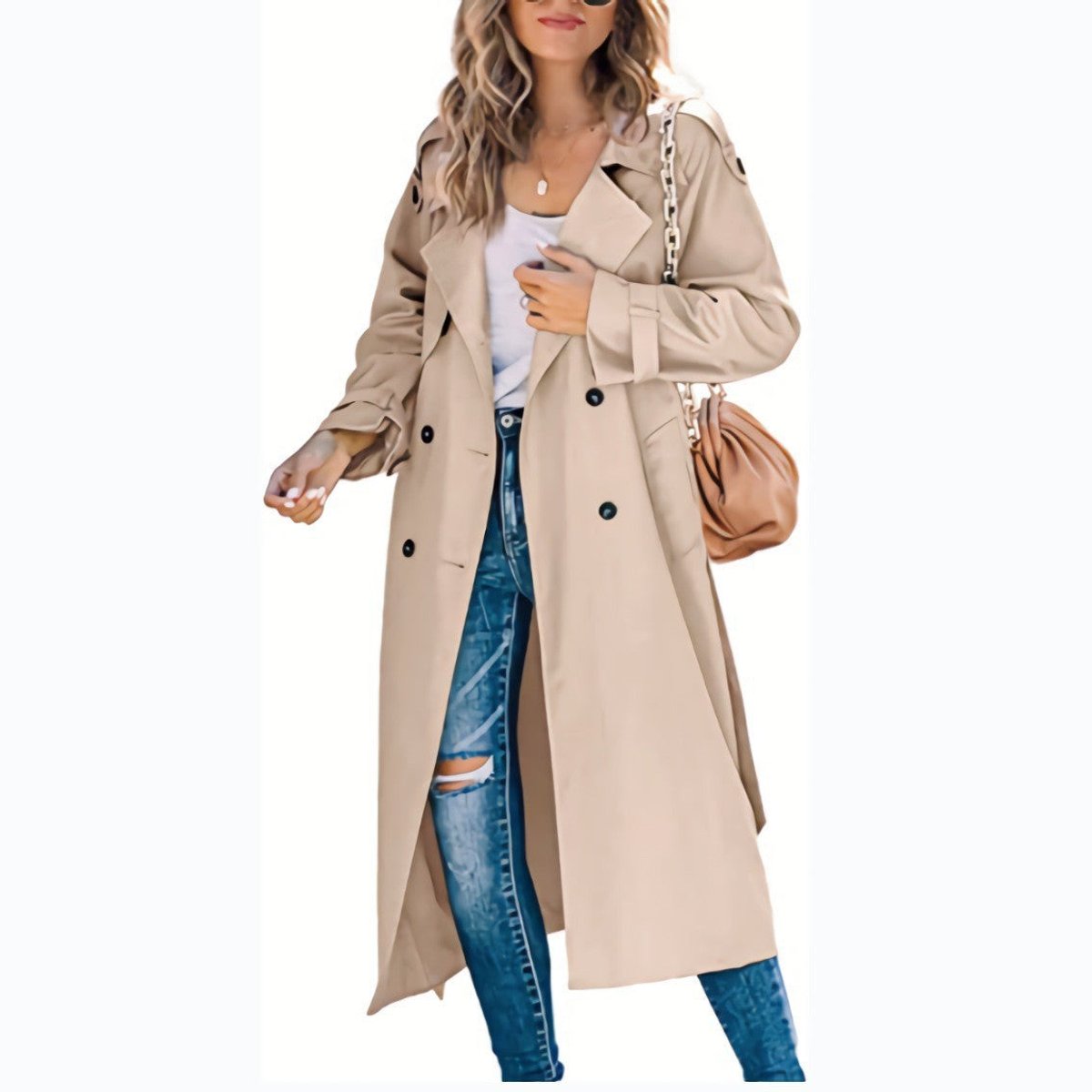 Isadora | Women's Oversized Double-Breasted Belted Longline Trench Coat